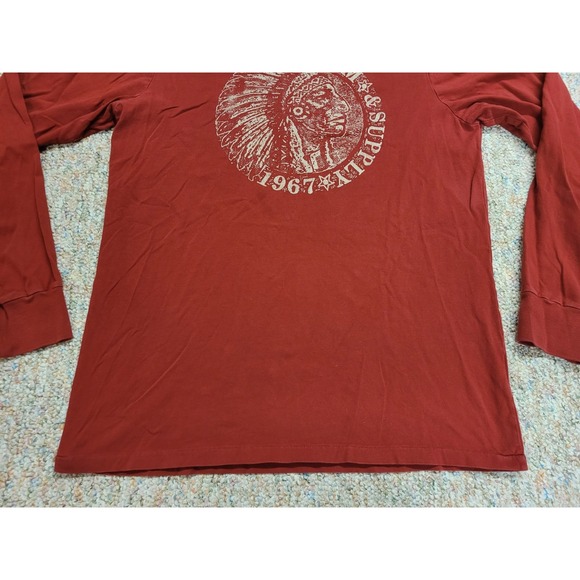Denim & Supply Ralph Lauren Shirt Mens Large Red Indian Native Long Sleeve Tee - Picture 3 of 11